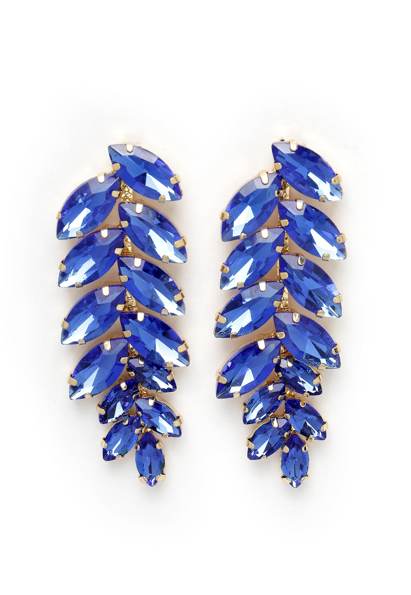 Dark Blue Leaf-Shaped Drop Earrings