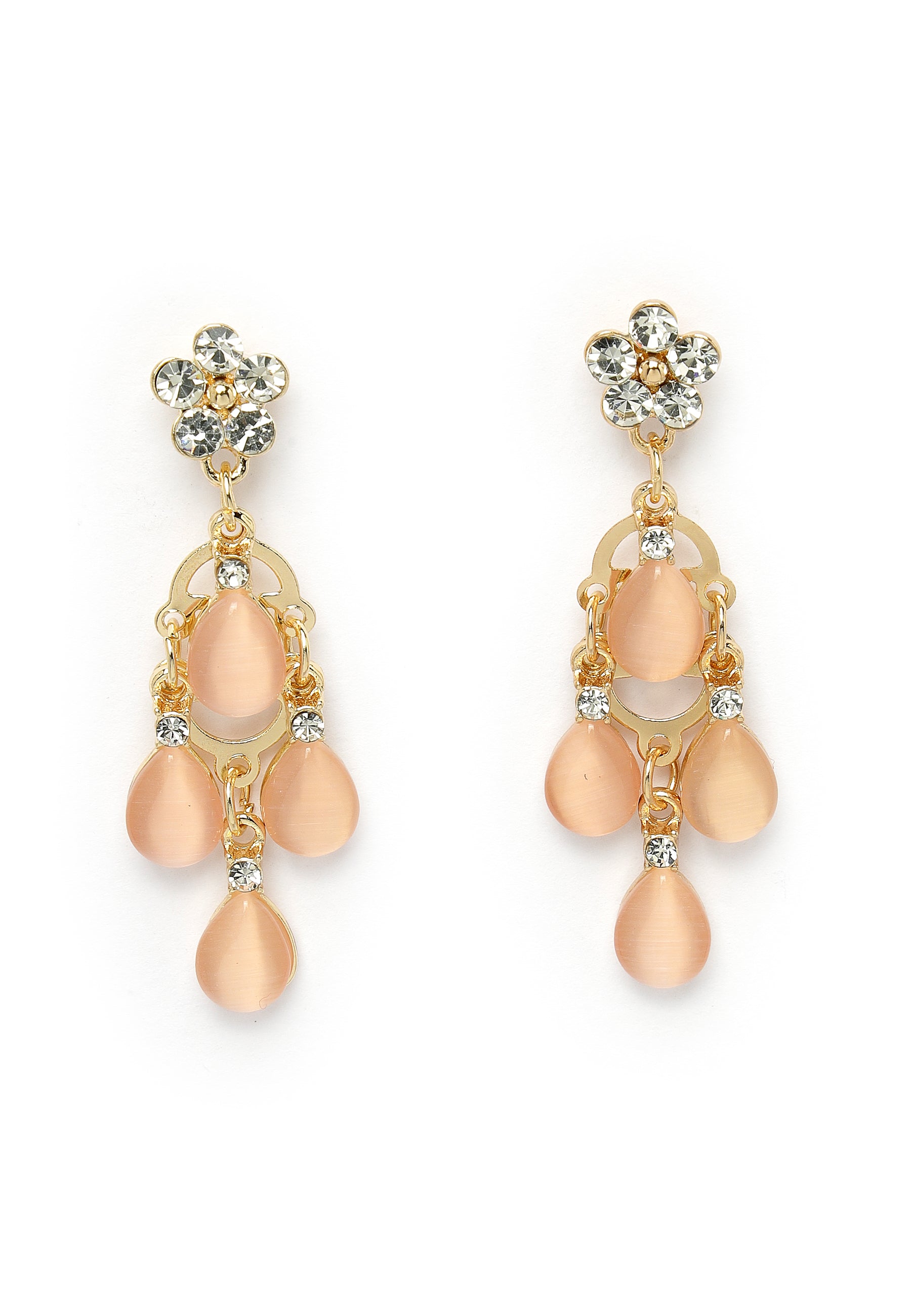 Earrings Chandelier Peach Le variant Floral