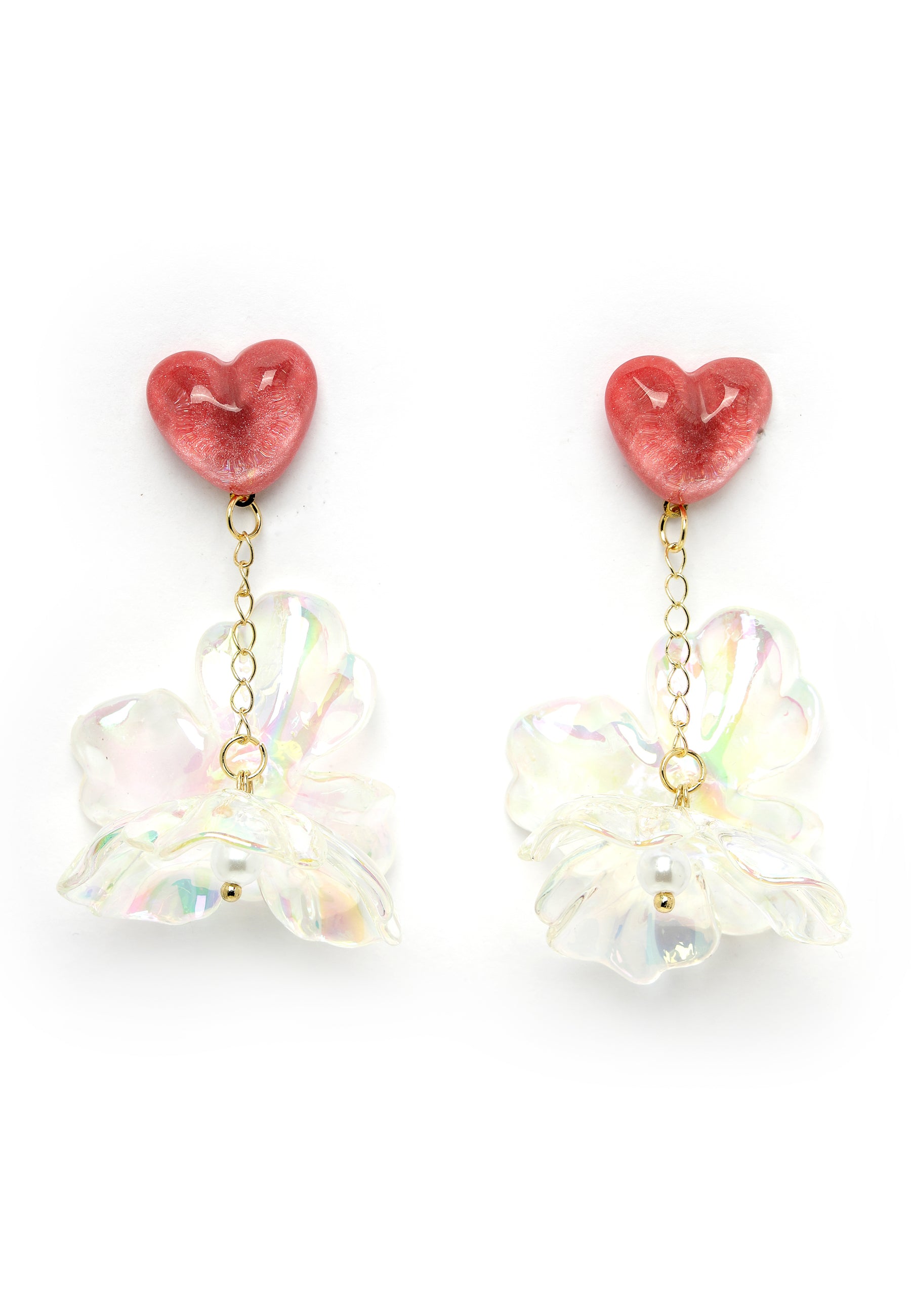 Pendientes colgantes con forma de corazón y flores