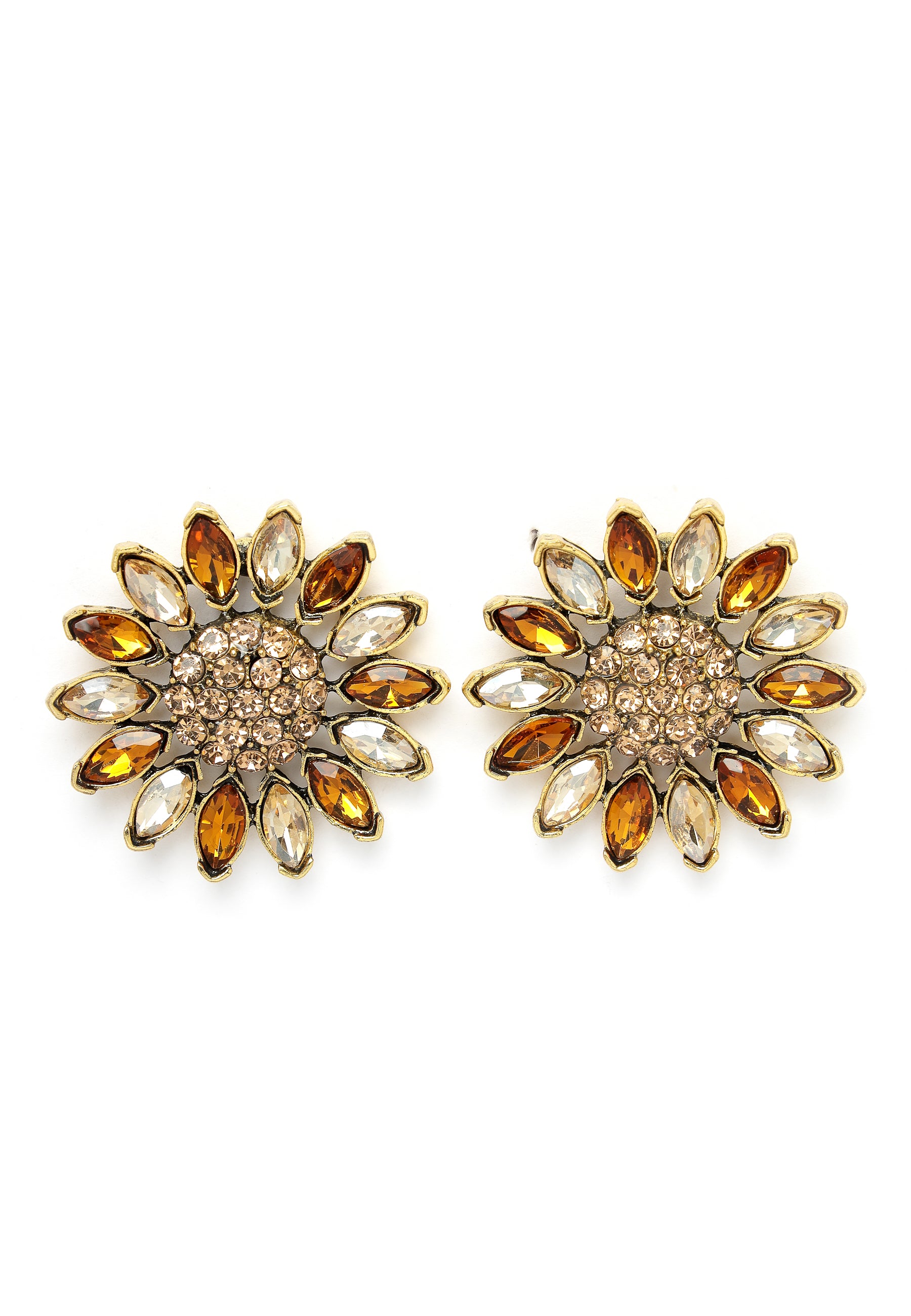 Gold-Coloured Sunflower Stud Earrings