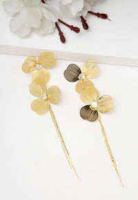 Gold-Coloured Floral Chain Earrings