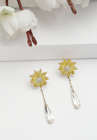 Boucles d'oreilles pendantes tournesol