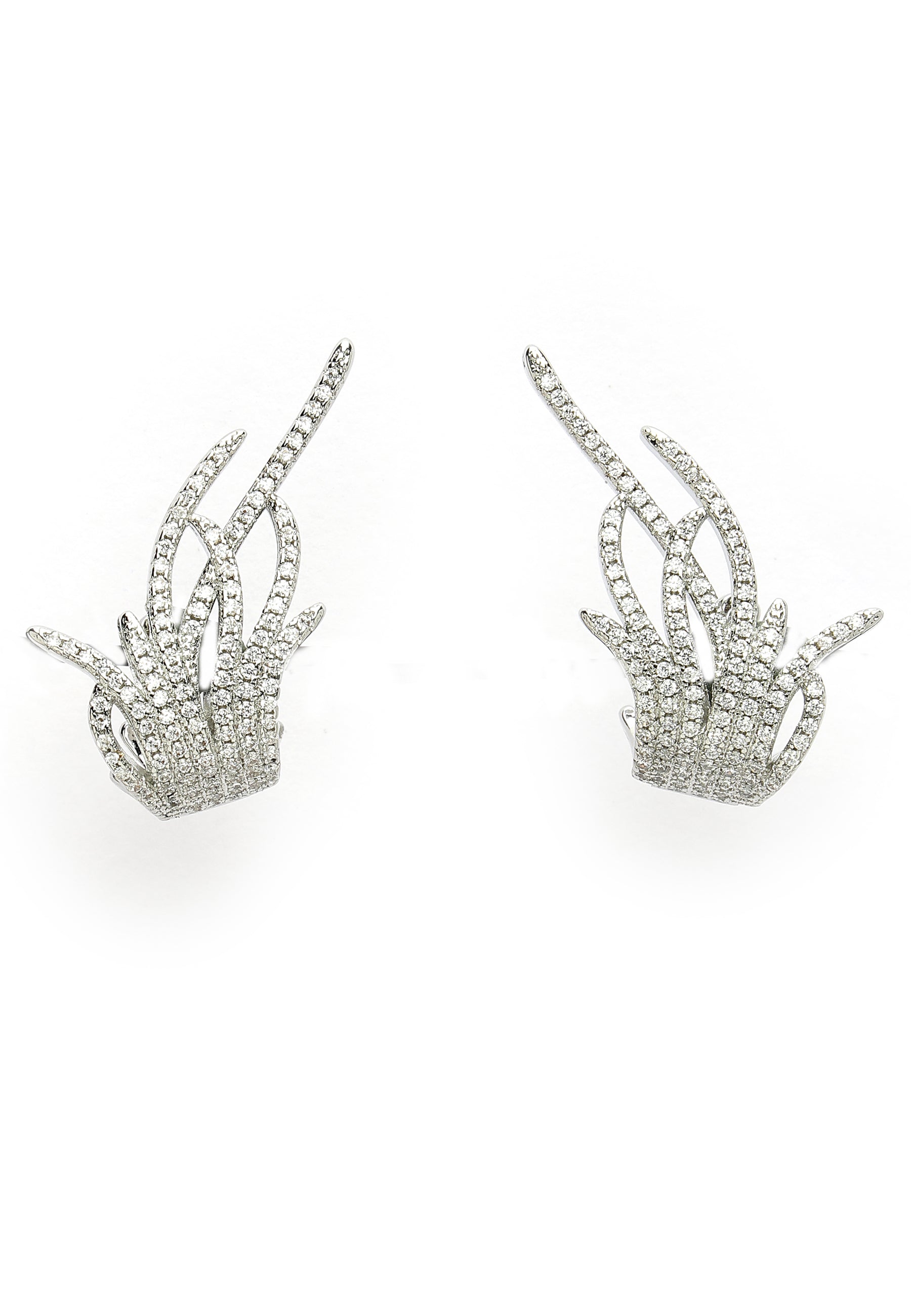 Zirconia Grass Stud Earrings