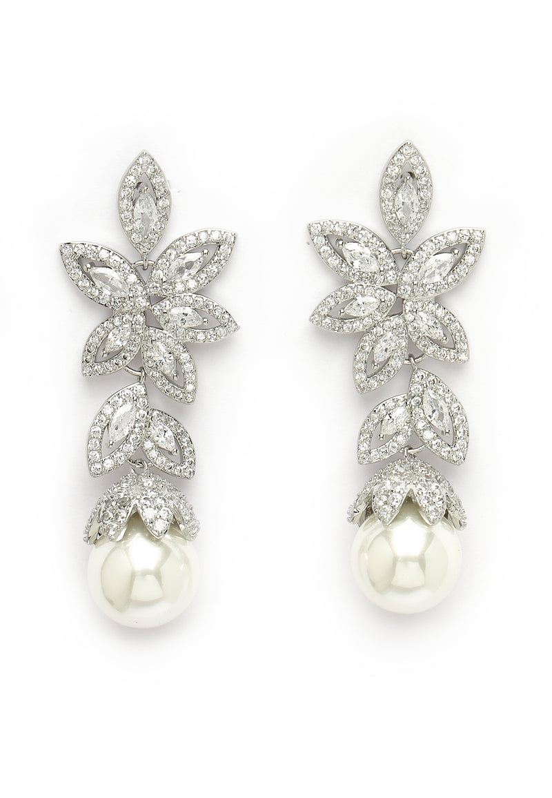 Zirconia Hollow Floral Dangles