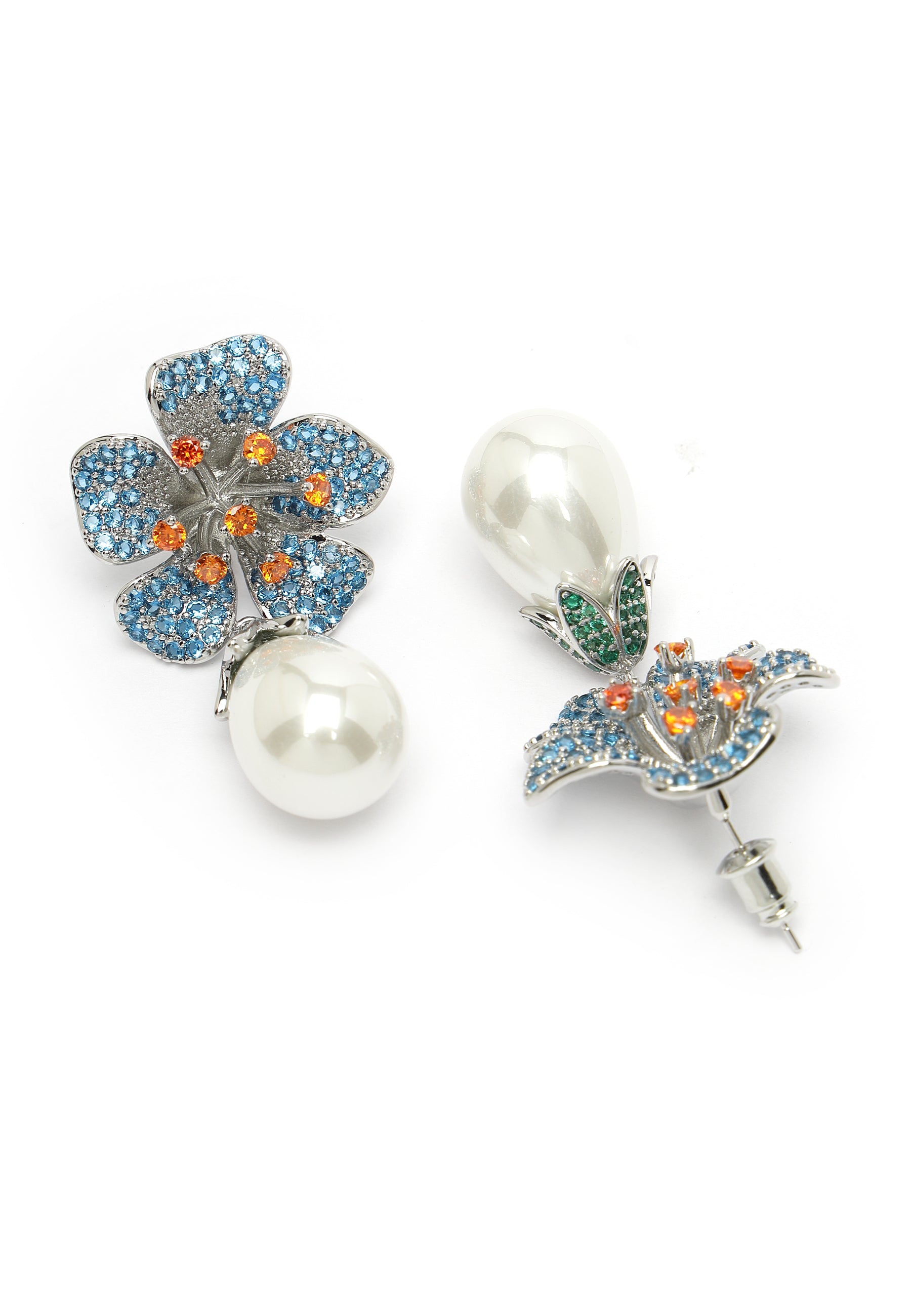 Zirconia Floral Drop Earrings