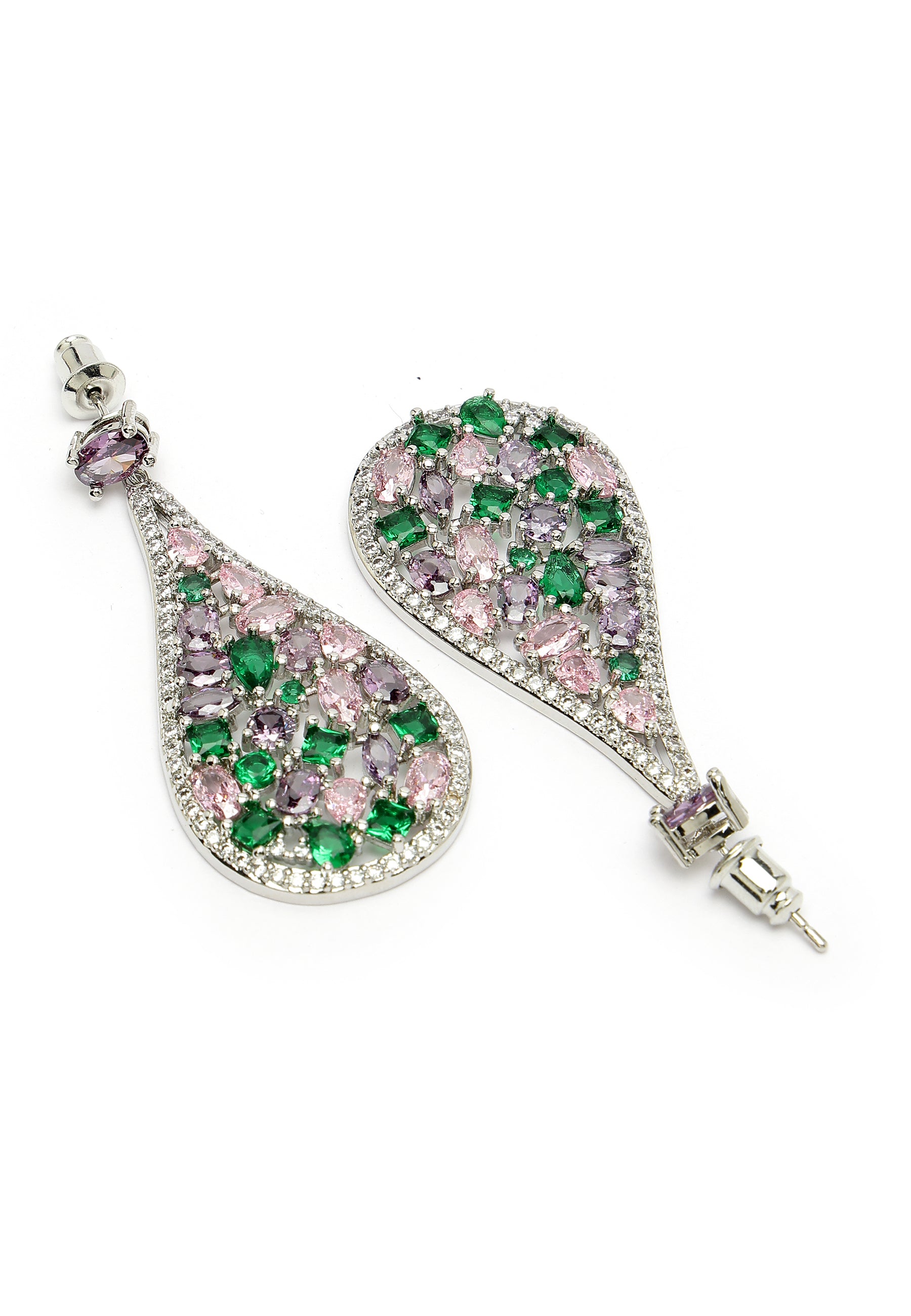 Boucles d'oreilles vintage en zircone florale