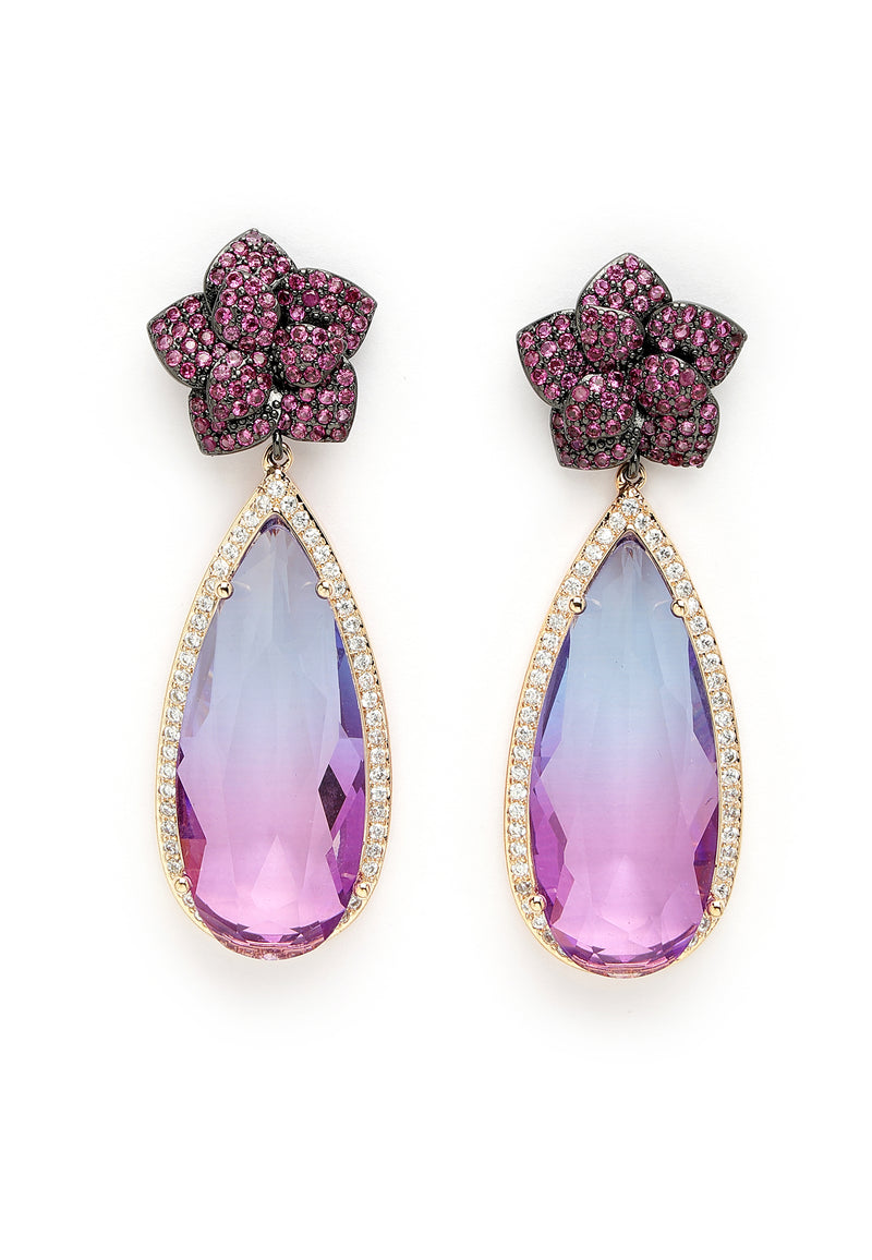 Floral Zirconia Drop Earrings