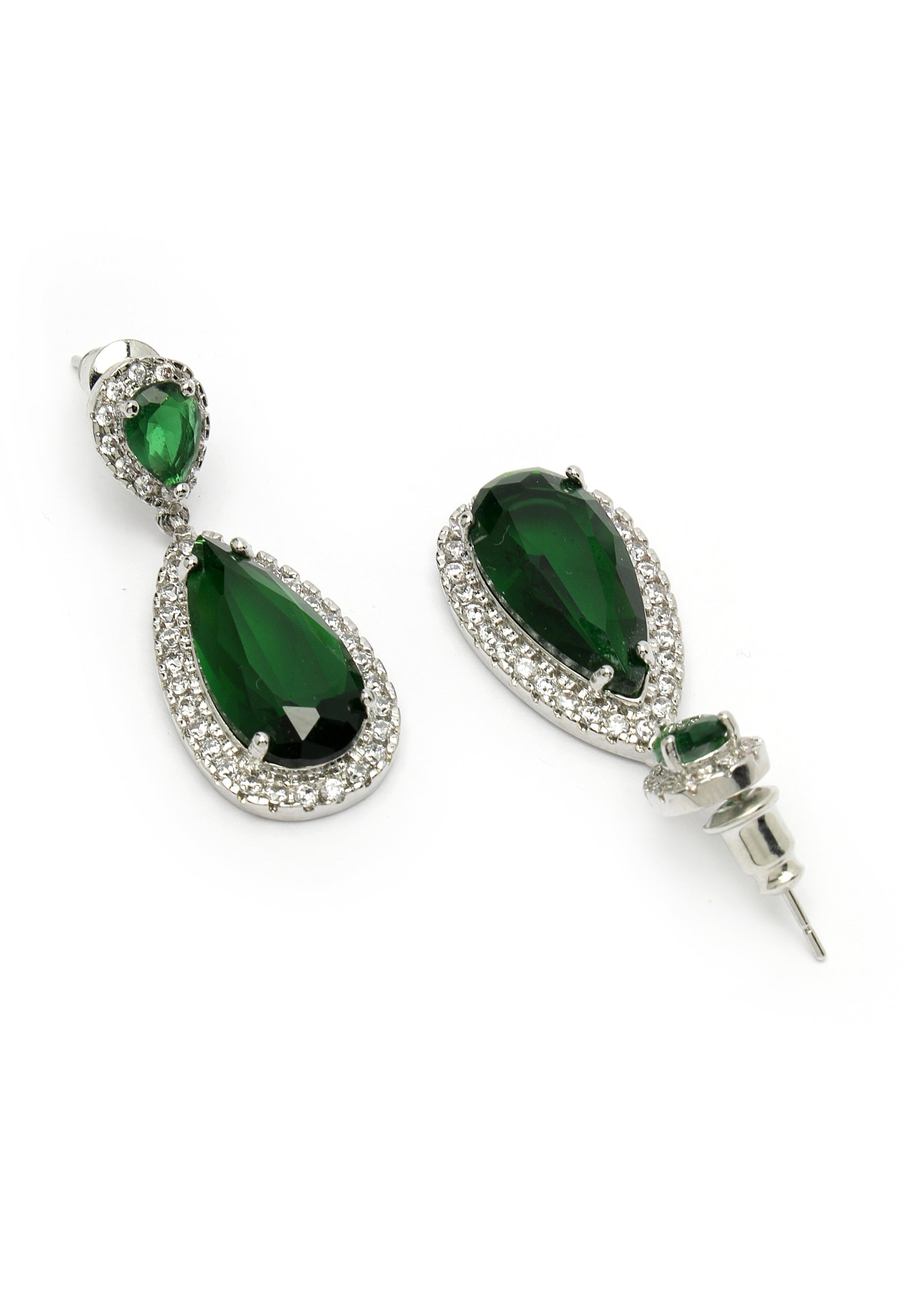 Zirconia Drop Earrings In Green