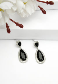 Zirconia Drop Earrings In Black