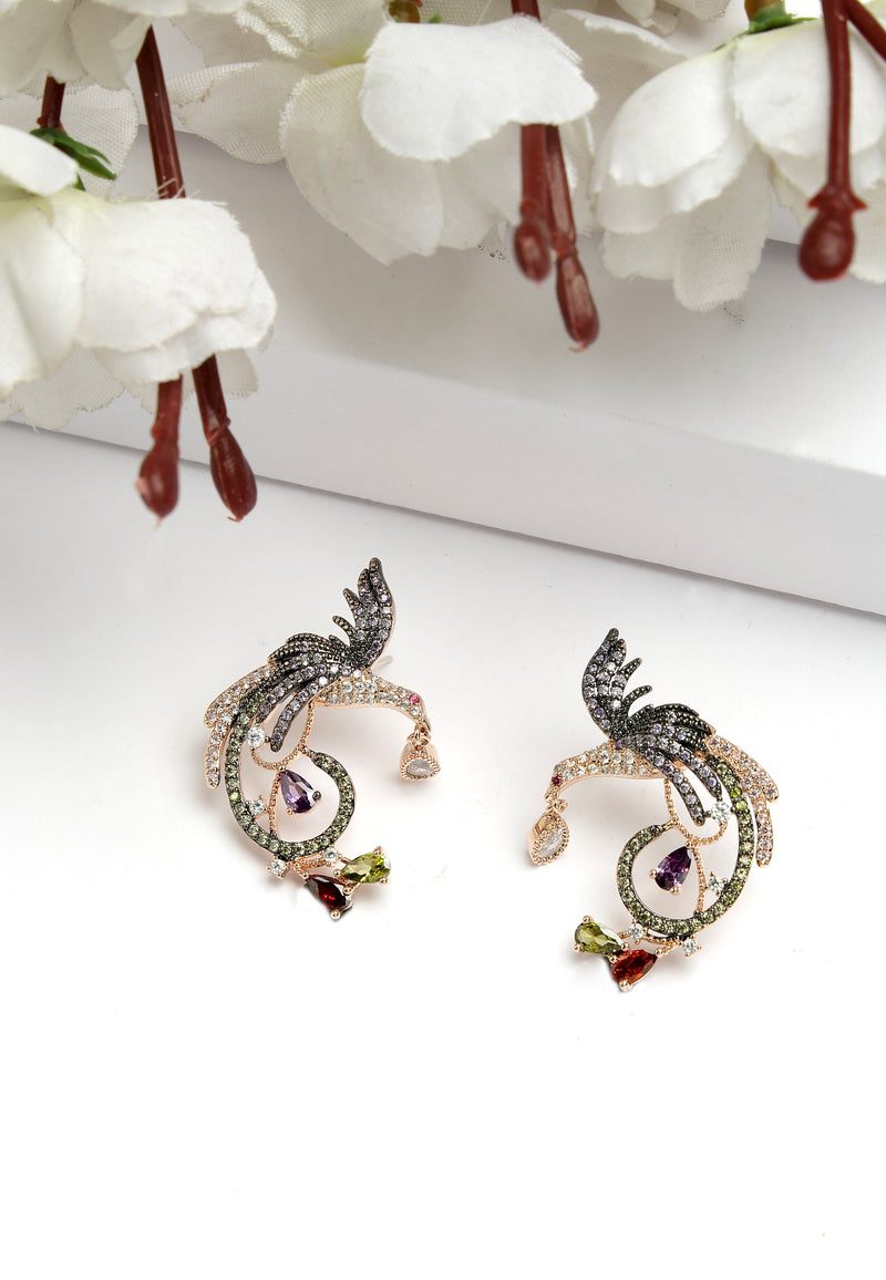 Cubic Zirconia Modern Eagle Earrings