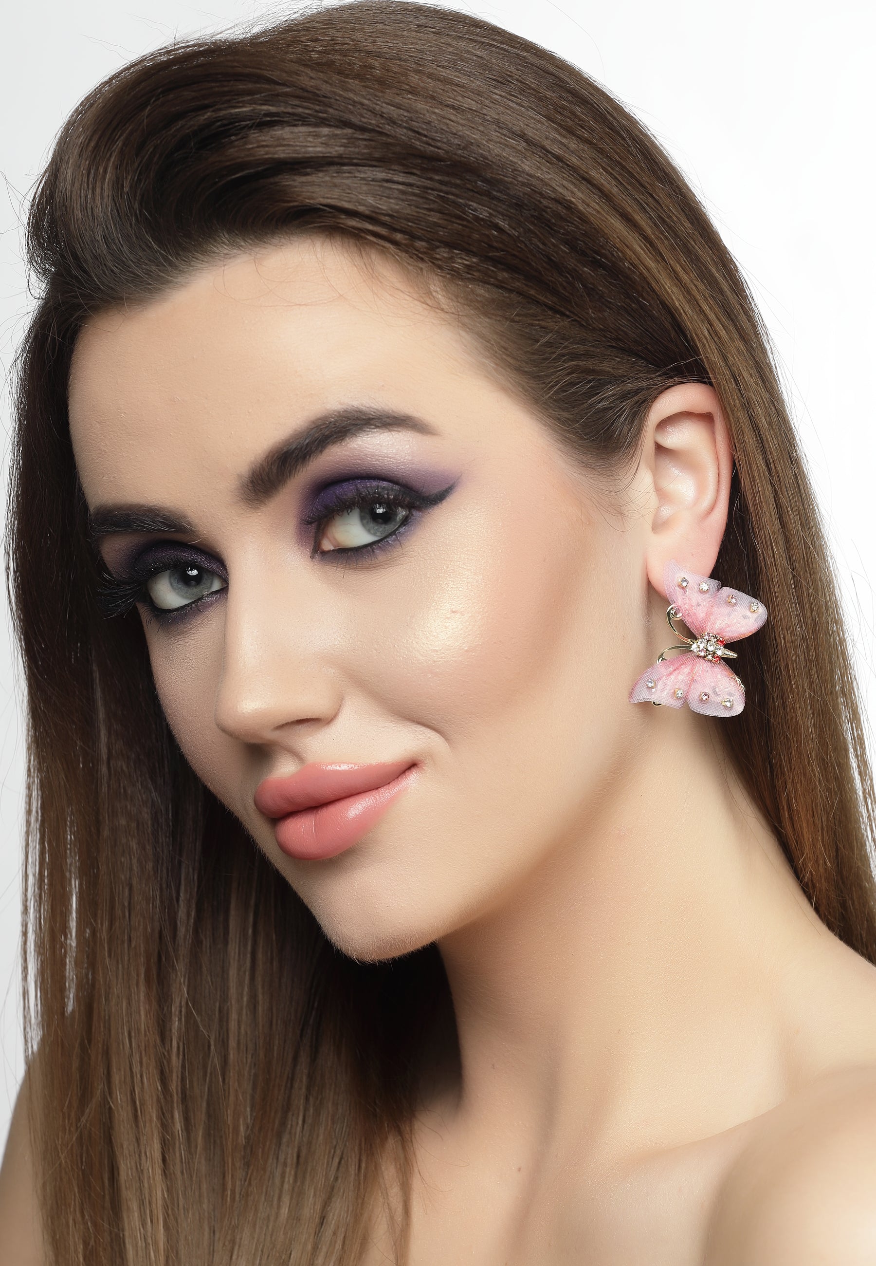 Pink Butterfly Stud Earrings