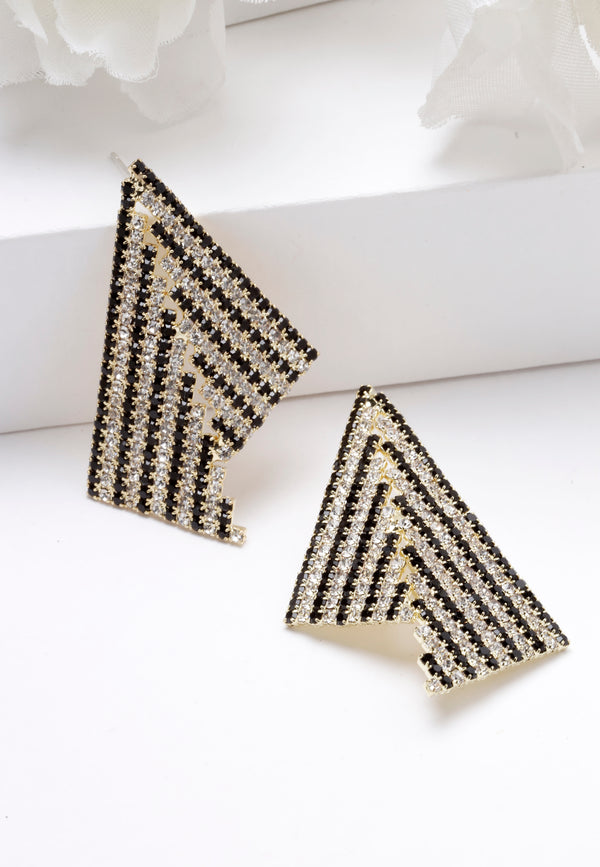 Boucles d'oreilles triangle asymétriques en cristal blanc