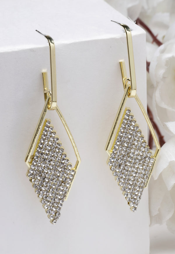 Rhombus Shape Gleaming Dangle Earrings