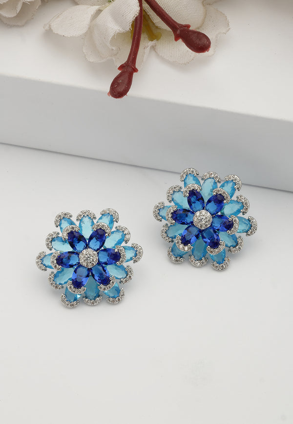 Radiant Blue Floral Earrings