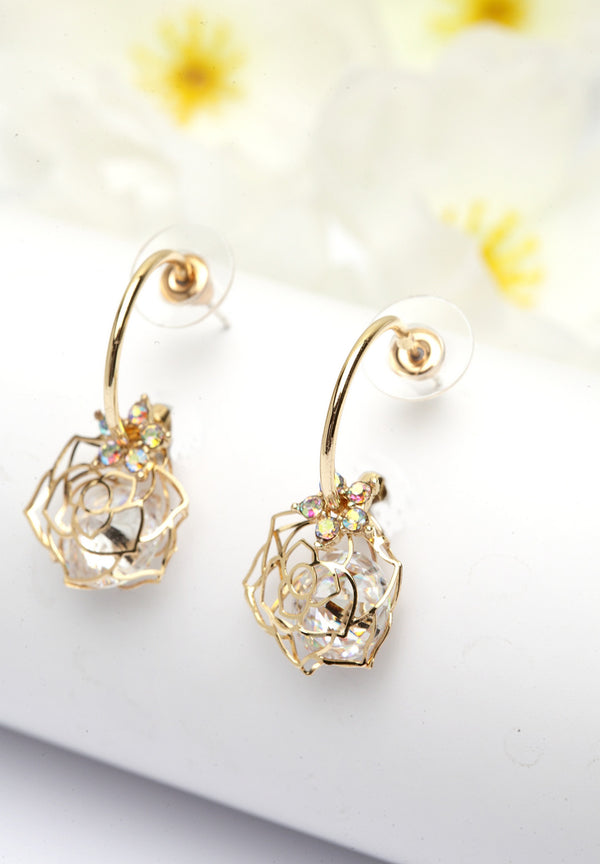 Eleganti orecchini a rosa placcati in oro