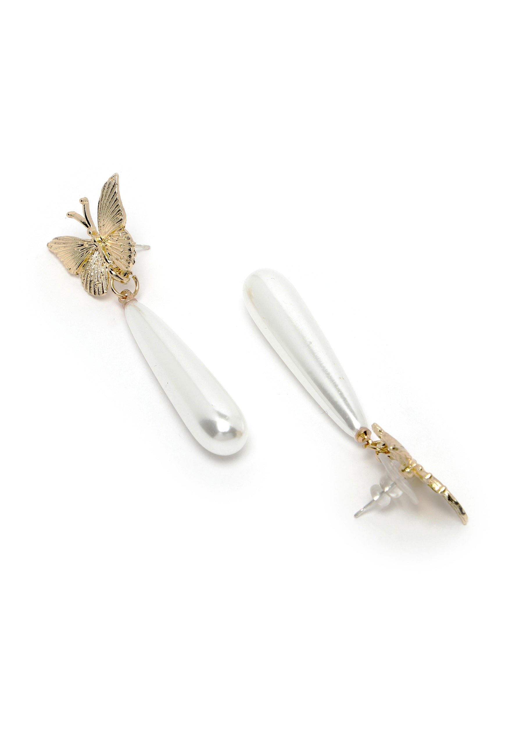 orecchini di cristallo di perle bianche farfalla